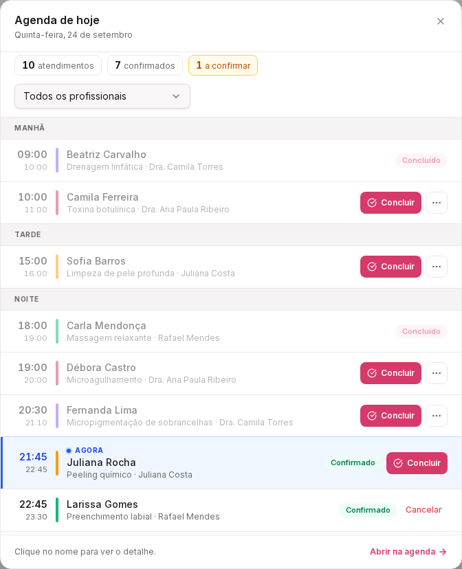 Agenda de hoje
