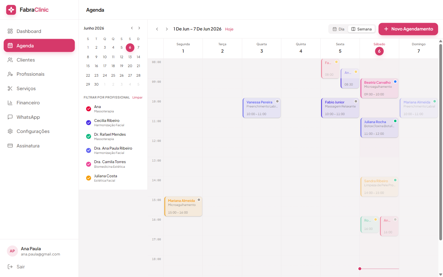 Agenda — visão semanal