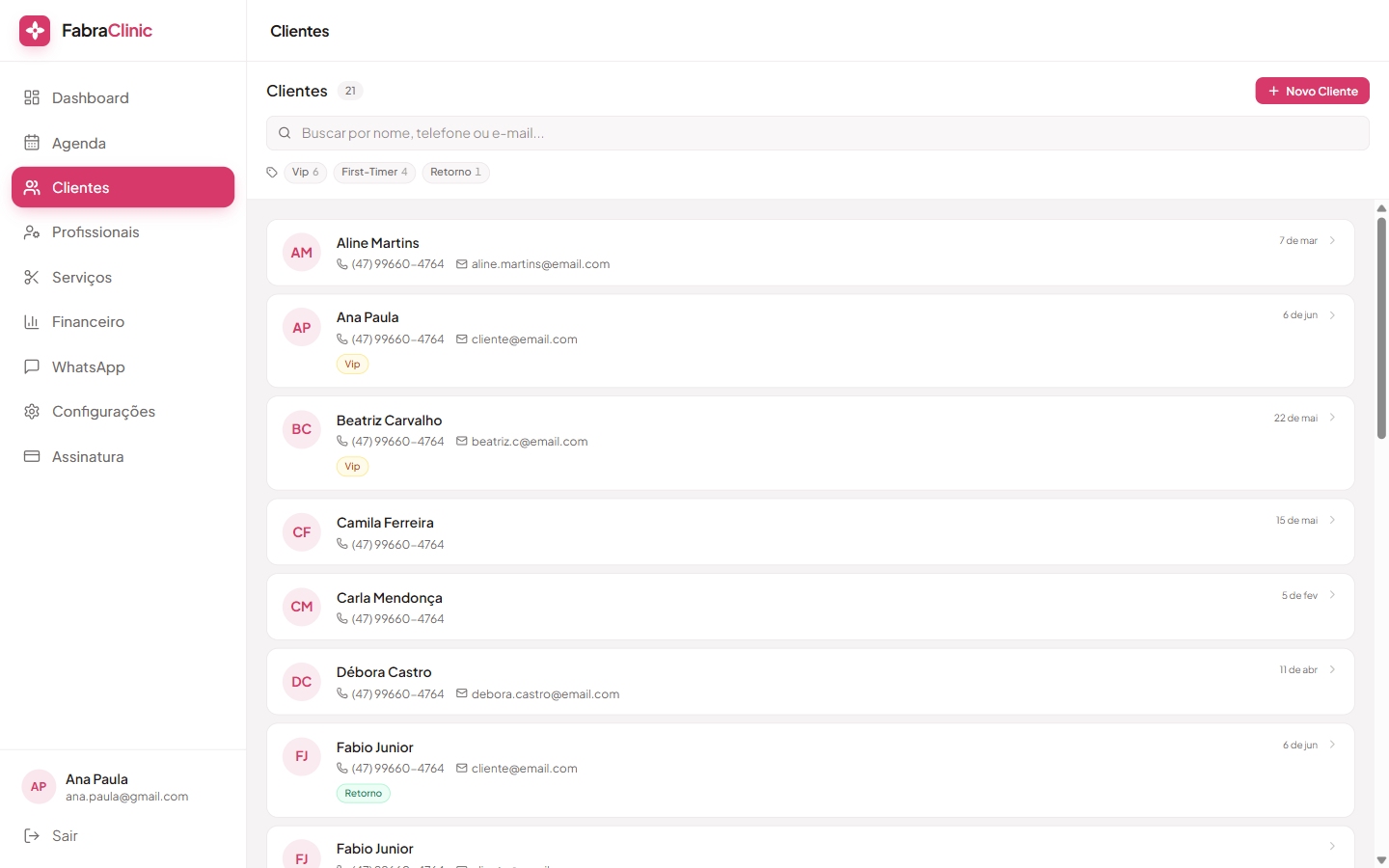 Lista de clientes