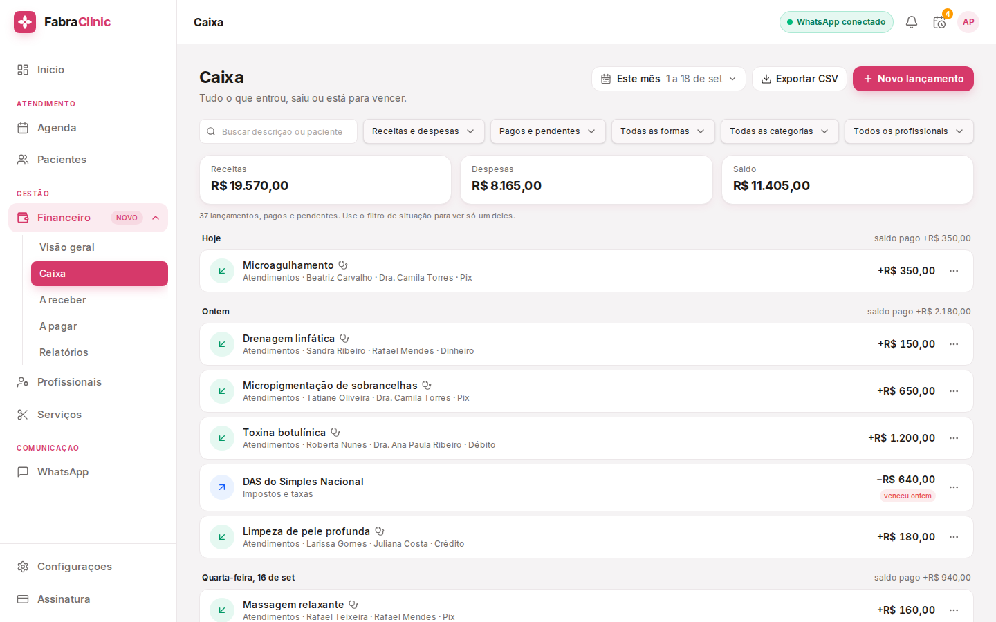 Financeiro: Caixa
